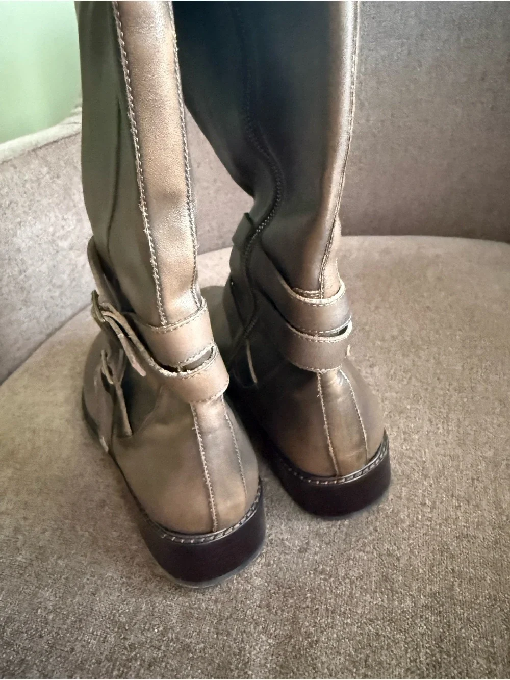 Donald J. Pliner Brown Leather Over-the-Knee Buckle Boots
